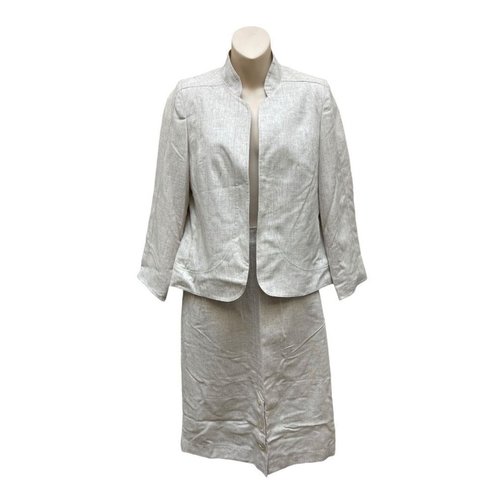 Vintage Three Flaggs California Skirt Suit Womens 8 Cream White Blend USA Made